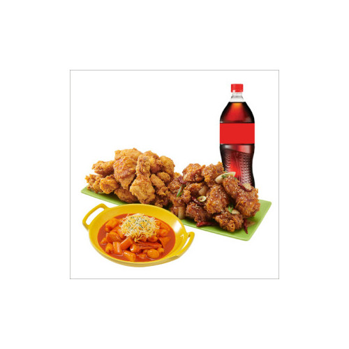 (순살)반반치킨(후라이드/깐풍)+떡볶이+콜라1.25L