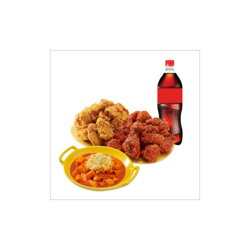 (순살)반반치킨(후라이드/양념)+떡볶이+콜라1.25L