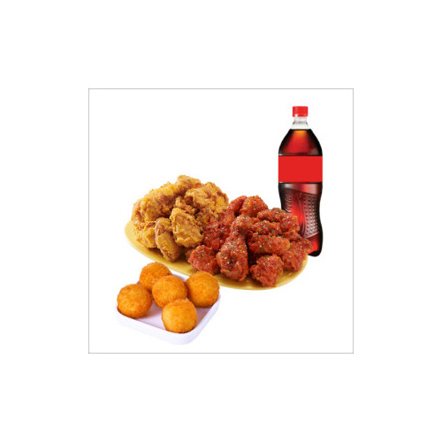 (순살)반반치킨(후라이드/양념)+오리지널치즈볼+콜라1.25L